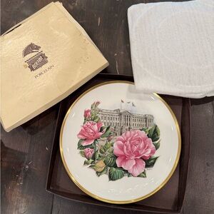 Porcelain Plate with Pink Roses and Gold Trim rare antique